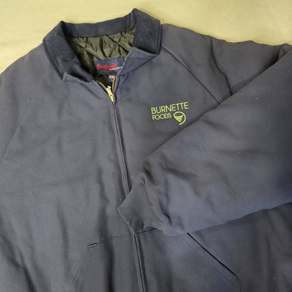 King‎ Louie America Blue XL Quilt Lined Canvas Full Zip Work Bomber Jacket USA